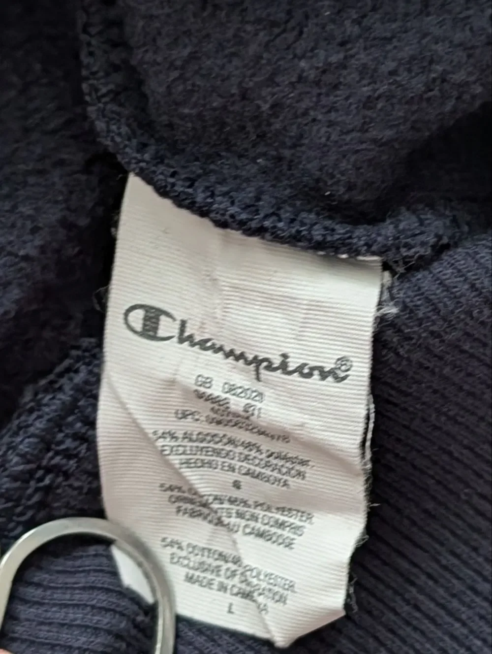 Champion Mens Navy Blue Crewneck Sweatshirt Classic Logo Pullover Size Large